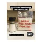 SETA Shop Doğal Çankırı Granül Kaya Tuzu 5 Kg ve Kısa Tuz Değirmeni