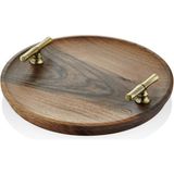 Setabianca Ahşap Kulplu Yuvarlak Tepsi Bronz 30X30X7CM
