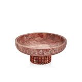 setabianca Evza Traverten Ekose Ayaklı Sunum Tabağı Kırmızı 27 * 27 * 12 Cm