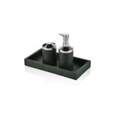 setabianca Luxe Faux Vegan Deri Banyo Seti Yeşil (Tepsi 30 * 15Cm)