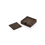setabianca Luxe Faux Vegan Deri Bardak Altlığı 6Lı Set Kahve 13 * 13 * 3,5 Cm