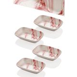Setabianca Pembe Mermer Görünümlü 4Lü Sunum Tabağı 16 * 11 Cm