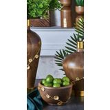 setabianca Seta Ahşap Kase Pirinç Nilüfer Çiçekli 16 * 15 * 9 cm