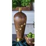 setabianca Seta Ahşap Vazo Pirinç Nilüfer Çiçekli 16 * 16 * 36 cm