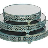 setabianca Seta Jardinyer Tek Yuvarlak Turkuaz Çiçek 3Lü Set 35,29.5,23