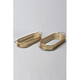 setabianca Seta Marble Oval Tepsi Aynalı Gold 65Cm Büyük