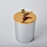 setabianca Seta Mumluk Kuşlu Gümüş Altın Kapak Orta Mumlu 7 * 7 * 17 Cm