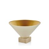 setabianca Seta Textured Dark Konik Kaideli Traverten Saksı Gold Krem Küçük 44 Cm
