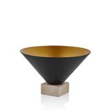 Setabianca Seta Textured Dark Konik Kaideli Traverten Saksı Siyah Gold Küçük 40 * 40 * 25 Cm