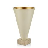 setabianca Seta Textured Dark Konik Kaideli Traverten Saksı Siyah Krem Orta 48 Cm