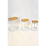 setabianca Seta Whıte Marıne Gold 3Lü Sehpa 30 * 30 * 43Cm 38 * 38 * 50Cm