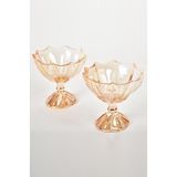 SETABIANCA STCV-263-A Crystal Amber Mini Ayaklı Köşeli 2'li Kase, 12.5x12.5x12