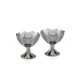 SETABIANCA STCV-355 Crystal Gri Mini Ayaklı Köşeli 2'li Kase