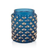 SETABIANCA STCV-408 Vetro Gold Eskitmeli Lacivert Vazo Büyük, 15x19cm