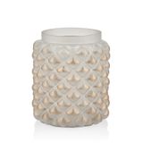 SETABIANCA STCV-410 Vetro Gold Eskitmeli Beyaz Vazo Büyük, 15x19cm