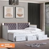 Setay Alaçatı Divan Karyola Çekmeceli Açılır Çift Kişilik Karyola + Soft Yatak - 80 x 200 cm - Antrasit