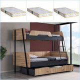 Setay Alba Yavrulu Geniş Ranza, Antrasit + 3 Adet Comfort Yatak - 120 x 200 cm