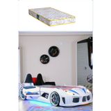 Setay Arabalı Yatak, Audi Koltuklu Full Ledli Arabalı Yatak - Beyaz + 1 Adet Comfort Yatak