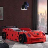 Setay Arabalı Yatak, Ladybird Rüzgarlıklı Ledli Arabalı Yatak Karyolası - 90 x 190 cm - Kırmızı
