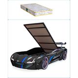 Setay Arabalı Yatak, Mercedes Full Ledli Rüzgarlıklı Bazalı Arabalı Yatak - Siyah + 1 Adet Comfort Yatak - 0
