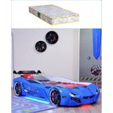 Setay Arabalı Yatak, Mercedes Rüzgarlıklı Full Ledli Arabalı Yatak - Mavi + 1 Adet Comfort Yatak - 0