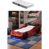 Setay Arabalı Yatak, Turbo Gtı Rüzgarlıklı Ledli Arabalı Çocuk Yatağı, 100x190 cm - Kırmızı - 1 Adet Comfort Yatak