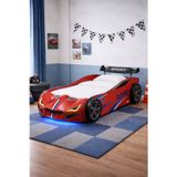 Setay Arabalı Yatak, Turbo GTI Rüzgarlıklı Ledli Arabalı Çocuk Yatağı, 100x190 cm - Kırmızı