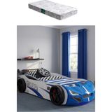 Setay Arabalı Yatak, Turbo Gtı Rüzgarlıklı Ledli Arabalı Çocuk Yatağı, 100x190 cm - Mavi - 1 Adet Comfort Yatak