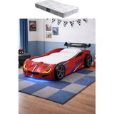 Setay Arabalı Yatak, Turbo Gtı Rüzgarlıklı Ledli Arabalı Çocuk Yatağı - Kırmızı - 1 Adet Comfort Yatak - 0