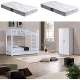 Setay Asya Yavrulu Ranza 2 Kapaklı Dolap + 2 Adet Comfort Yatak - 90 x 190 cm - Beyaz