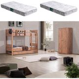 Setay Asya Yavrulu Ranza 2 Kapaklı Dolap + 2 Adet Comfort Yatak - 90 x 190 cm - Ceviz