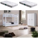 Setay Asya Yavrulu Ranza 3 Kapaklı Dolap, Beyaz + 2 Adet Comfort Yatak - 90 x 190 cm