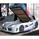 Setay Audi Kapıları Açılabilen Full Ledli Koltuklu Bazalı Arabalı Yatak, Beyaz - 90 x 190 cm