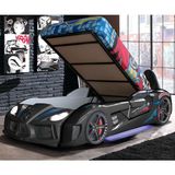 Setay Audi Kapıları Açılabilen Full Ledli Koltuklu Bazalı Arabalı Yatak, Siyah - 90 x 190 cm