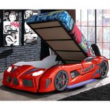 Setay Audi Kapıları Açılabilen Full Ledli Koltuklu Bazalı Arabalı Yatak,kırmızı - 90 x 190 cm