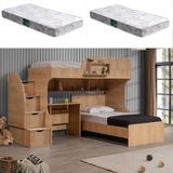Setay Aura Ranza Karyola Masa + 2 Comfort Yatak, Aura Genç/çocuk Odası Takımı - 90 x 200 cm - Açık Ceviz