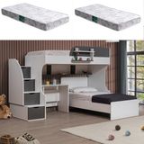 Setay Aura Ranza Karyola Masa + 2 Comfort Yatak, Aura Genç/çocuk Odası Takımı - 90 x 200 cm - Antrasit - Beyaz