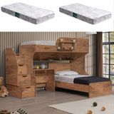 Setay Aura Ranza Karyola Masa + 2 Comfort Yatak, Aura Genç/çocuk Odası Takımı - 90 x 200 cm - Koyu Ceviz