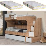 Setay Aura Yavrulu Ranza + 2 Adet Comfort Yatak - Açık Ceviz - 90 x 200 cm