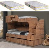 Setay Aura Yavrulu Ranza + 2 Adet Comfort Yatak - Ceviz - 90 x 200 cm