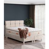 Setay Baza, Gümüş Ikili Set, Tek Kişilik Baza Başlık - Krem - 120 x 200 cm