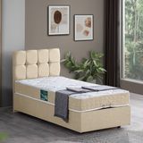 Setay Berlin 90x200 cm Krem Tek Kişilik Baza Başlık Comfort Yatak Seti