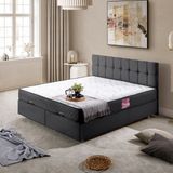 Setay Berlin Çift Kişilik Baza Başlık Letto Yatak Seti - Antrasit - Kahverengi - 160 x 200 cm