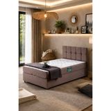 Setay Berlin Tek Kişilik Baza Başlık Comfort Yatak Seti, Kahverengi