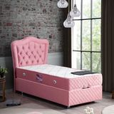 Setay Camelli Pembe 90x190 cm Tek Kişilik Baza Başlık Delüx Yaylı Yatak Seti