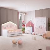 Setay City Montessori Çocuk Odası Takımı - Dolap, Yavrulu Karyola, Şifonyer -Pembe