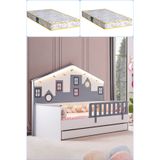 Setay City Yavrulu Montessori Yatak Panolu Korkuluklu + 1 Adet Comfort Yatak