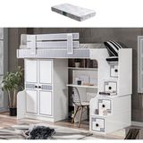 Setay Çizgi Ranza 2 Kapaklı Dolap Çalışma Masası + 1 Adet Comfort Yatak - Beyaz - 90 x 190 cm