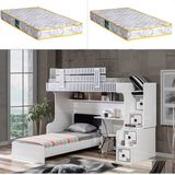 Setay Çizgi Ranza Karyola Çalışma Masası +2 Adet Comfort Yatak - 90 x 190 cm - Beyaz