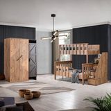 Setay Deluxe Genç Odası Takımı - Deluxe Ayrılabilir Ranza + Elit Dolap - Ceviz - 120 x 200 cm